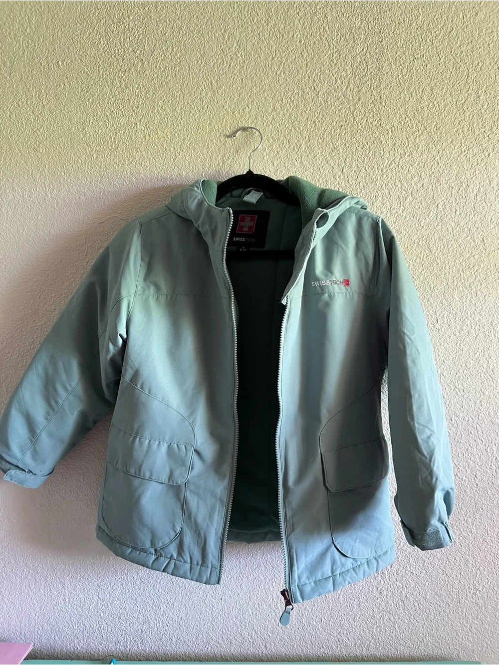 Swiss Tech Kids Mint Hooded Raincoat